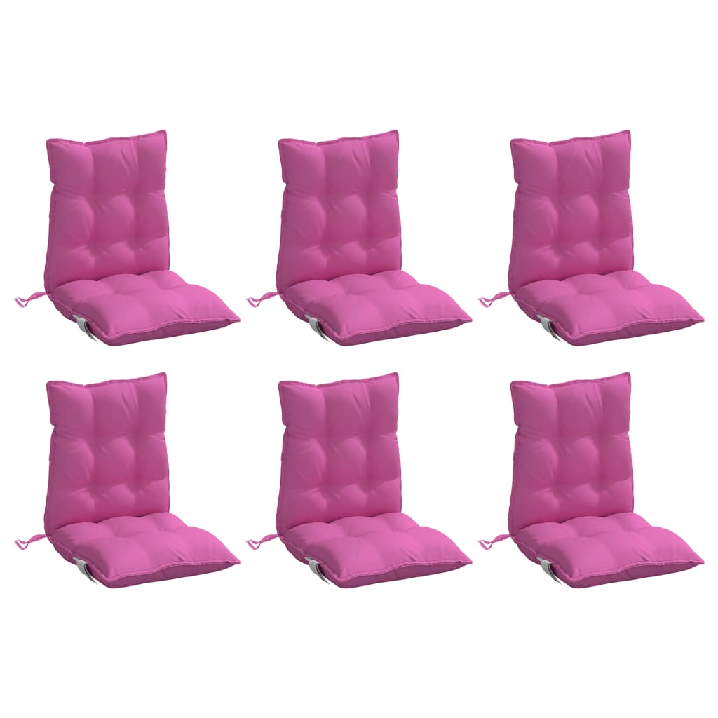 Cuscini per Sedia Schienale Basso 6 pz Rosa in Tessuto Oxford