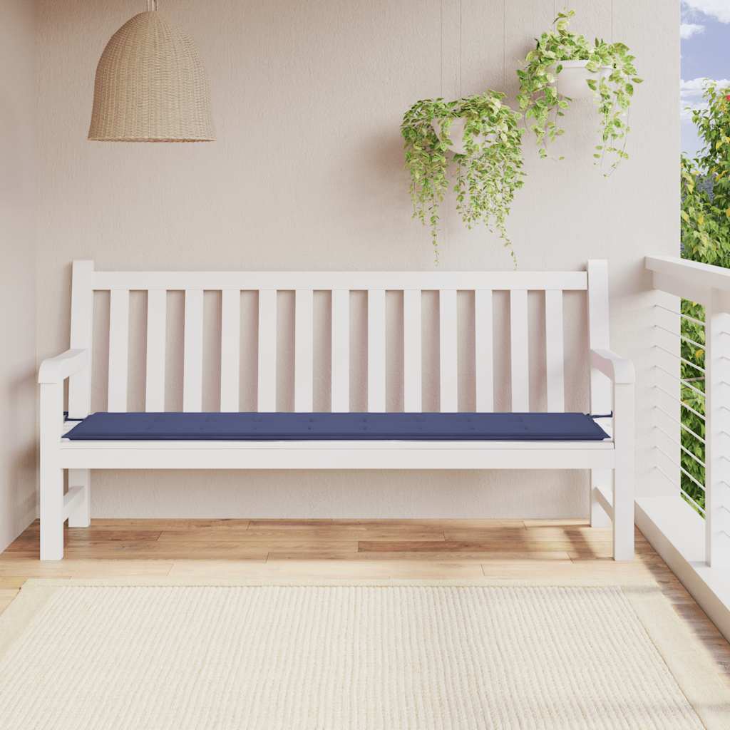 Cuscino Panca da Giardino Blu Marino 200x50x4 cm Tessuto Oxford