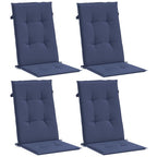 Cuscini Sedia con Schienale Alto 4 pz Blu Marino Tessuto
