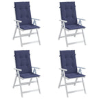 Cuscini Sedia con Schienale Alto 4 pz Blu Marino Tessuto