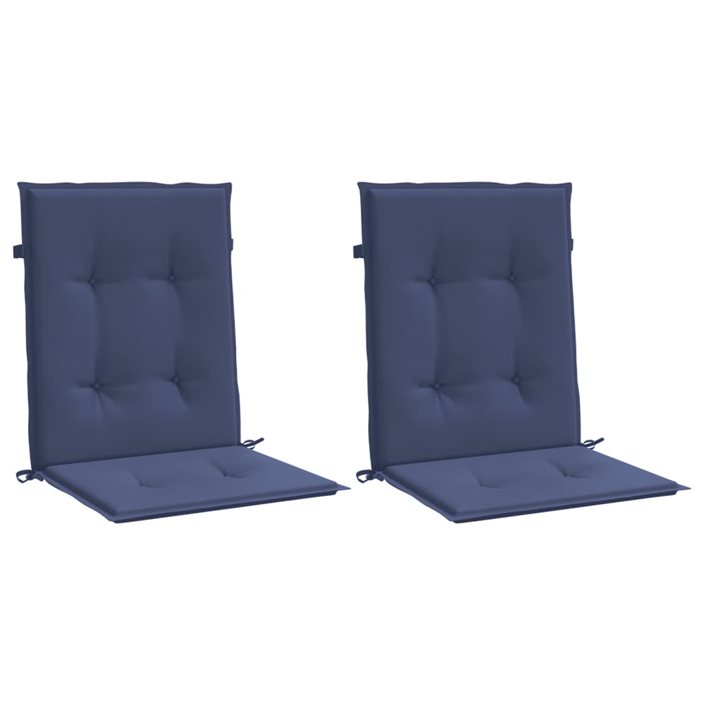 Cuscini Sedia Schienale Basso 2 pz Blu Marino in Tessuto