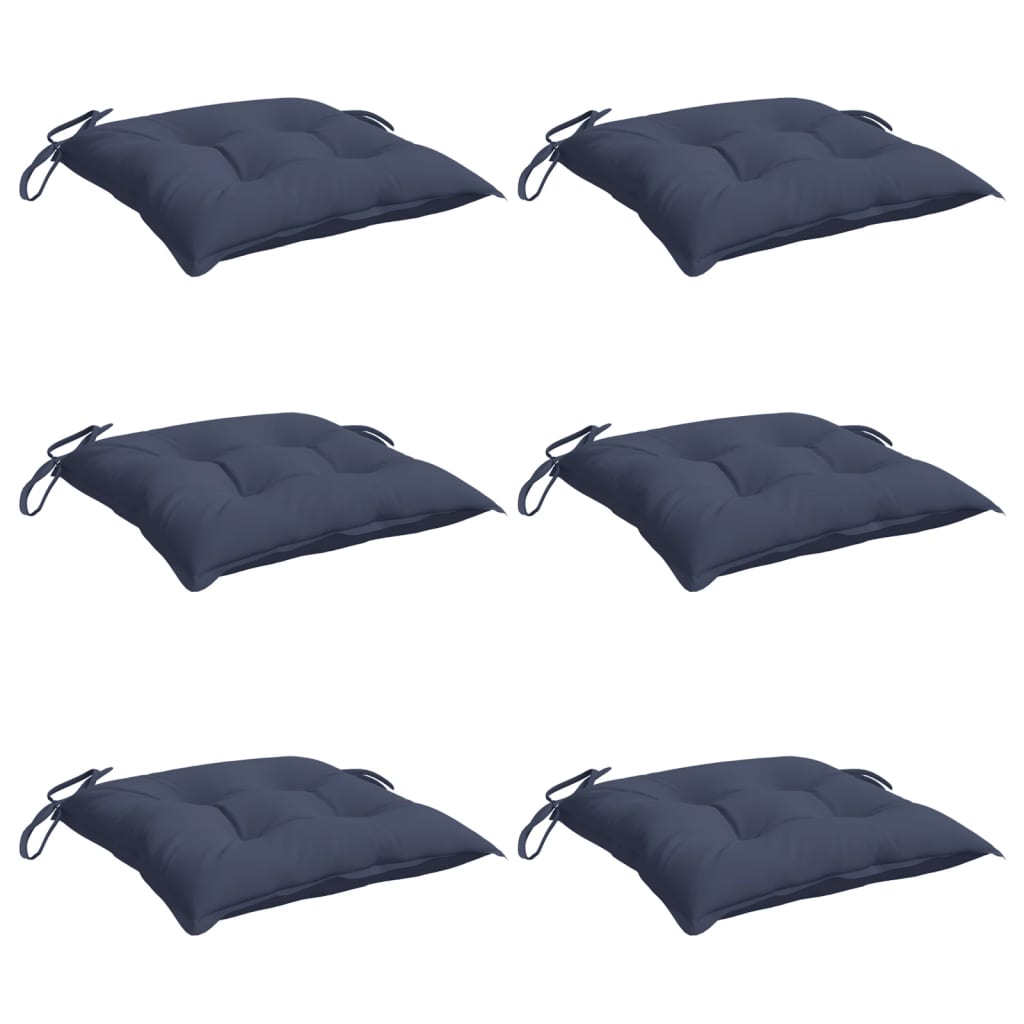 Cuscini per Sedia 6 pz Blu Marino 40x40x7 cm in Tessuto Oxford
