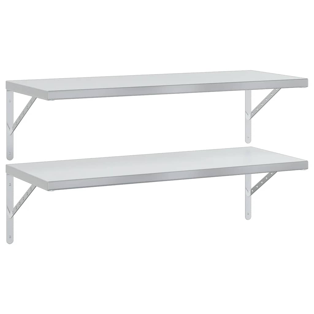 Mensole a Muro 2 pz 100x40 cm Argento in Acciaio Inossidabile