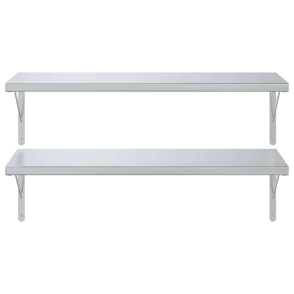 Mensole a Muro 2 pz 100x40 cm Argento in Acciaio Inossidabile
