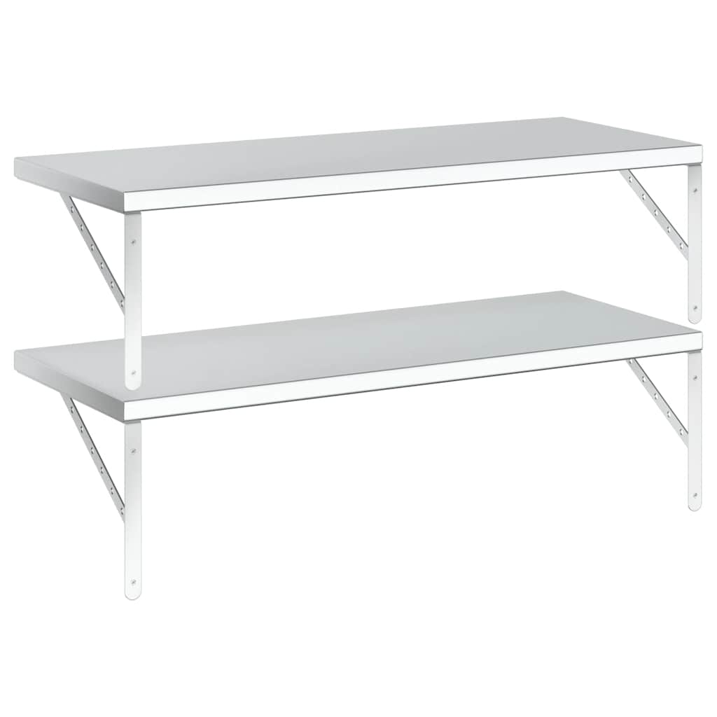 Mensole a Muro 2 pz 100x40 cm Argento in Acciaio Inossidabile