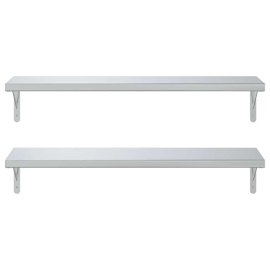 Mensole a Muro 2 pz 100x30 cm Argento in Acciaio Inossidabile