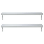 Mensole a Muro 2 pz 100x30 cm Argento in Acciaio Inossidabile