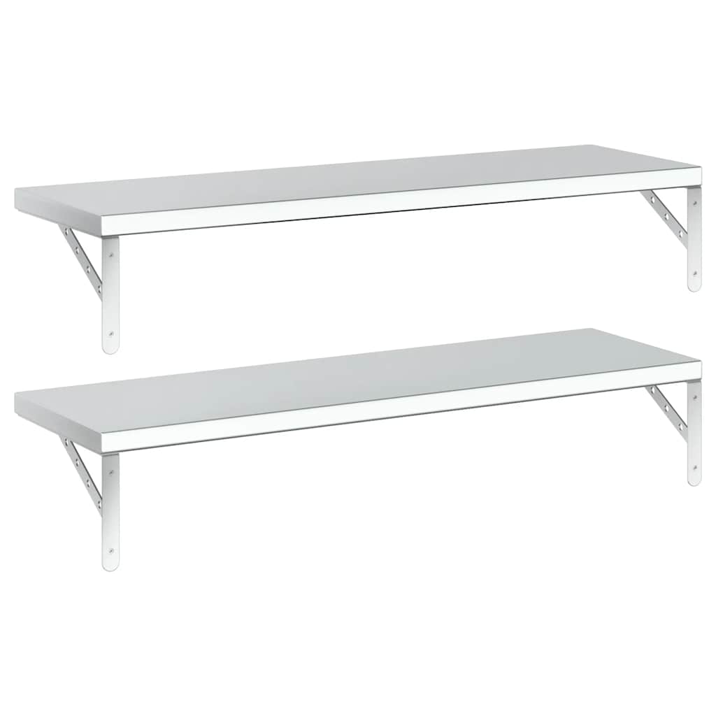 Mensole a Muro 2 pz 100x30 cm Argento in Acciaio Inossidabile