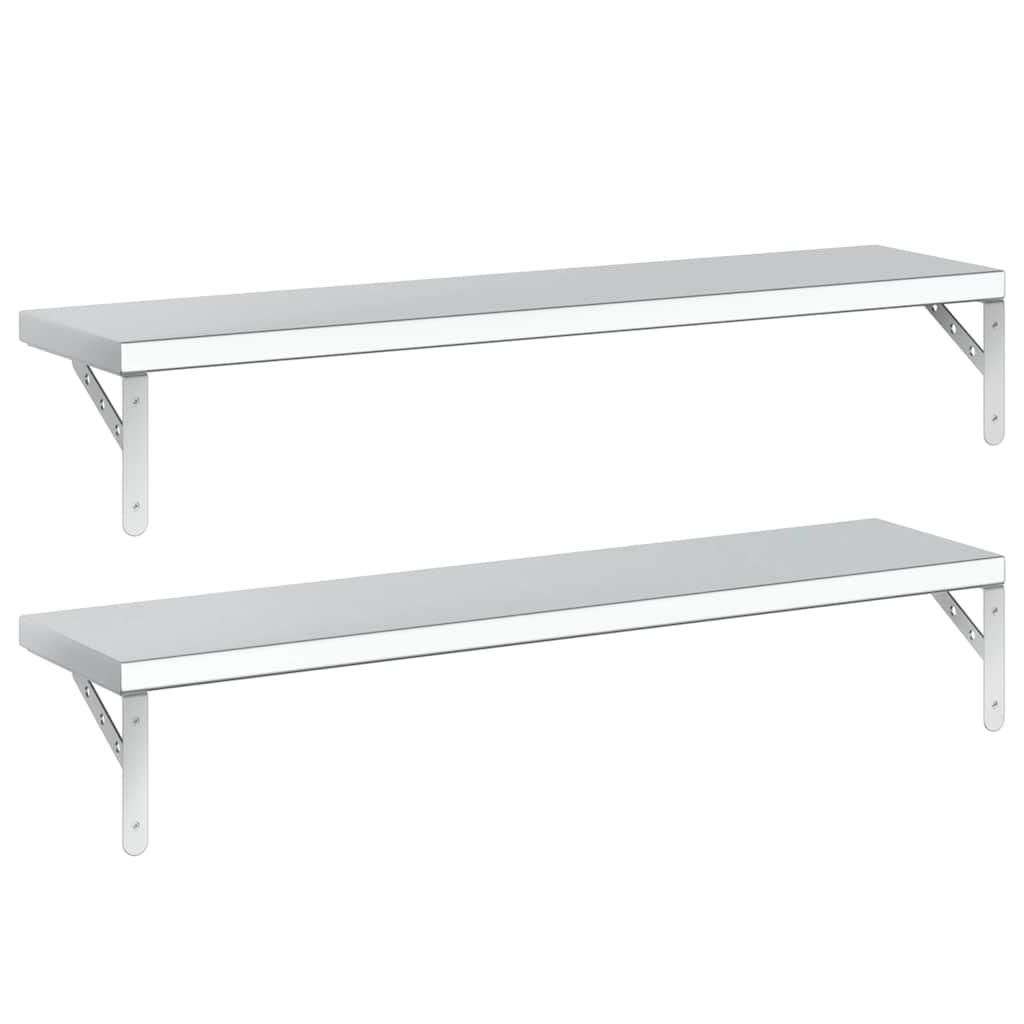 Mensole a Muro 2 pz 100x23,5 cm Argento in Acciaio Inossidabile