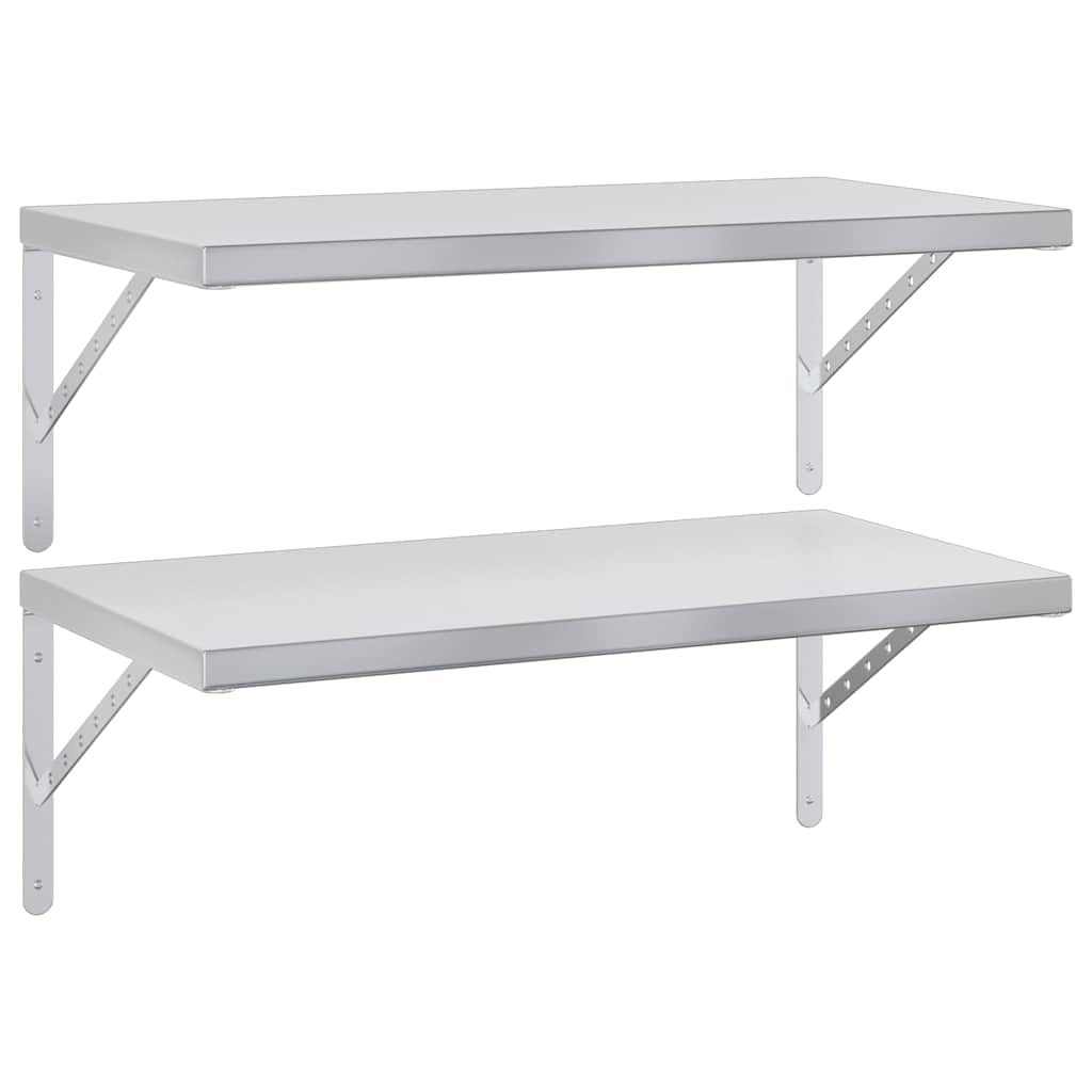 Mensole a Muro 2 pz 75x40 cm Argento in Acciaio Inossidabile