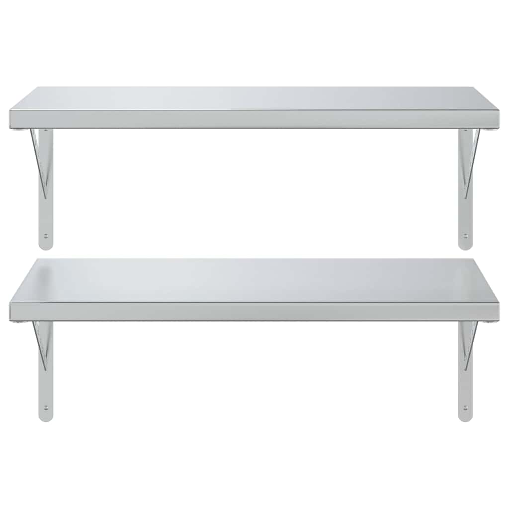 Mensole a Muro 2 pz 75x40 cm Argento in Acciaio Inossidabile