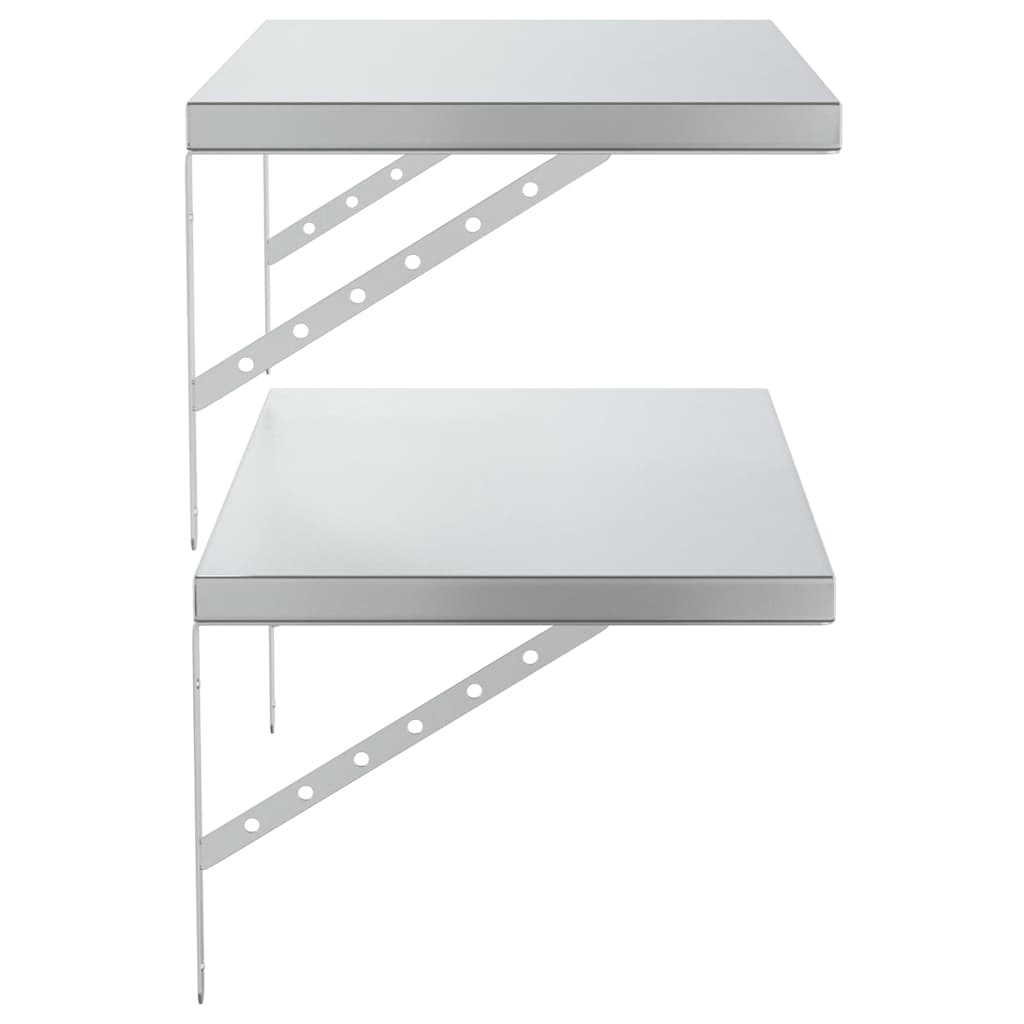Mensole a Muro 2 pz 75x40 cm Argento in Acciaio Inossidabile