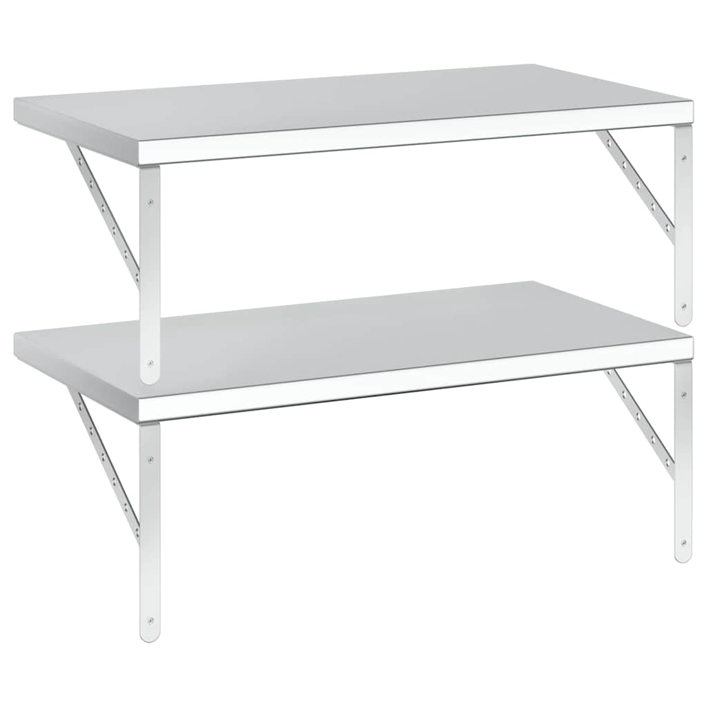 Mensole a Muro 2 pz 75x40 cm Argento in Acciaio Inossidabile