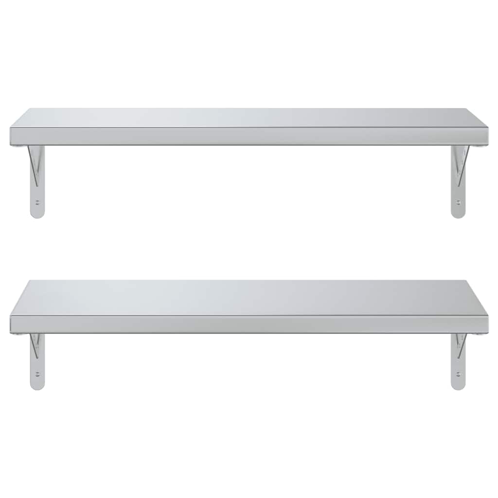 Mensole a Muro 2 pz 75x30 cm Argento in Acciaio Inossidabile