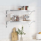 Mensole a Muro 2 pz 75x30 cm Argento in Acciaio Inossidabile