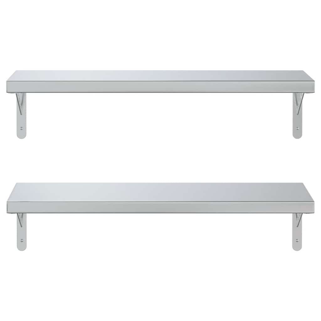 Mensole a Muro 2 pz 75x23,5 cm Argento in Acciaio Inossidabile