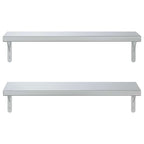 Mensole a Muro 2 pz 75x23,5 cm Argento in Acciaio Inossidabile