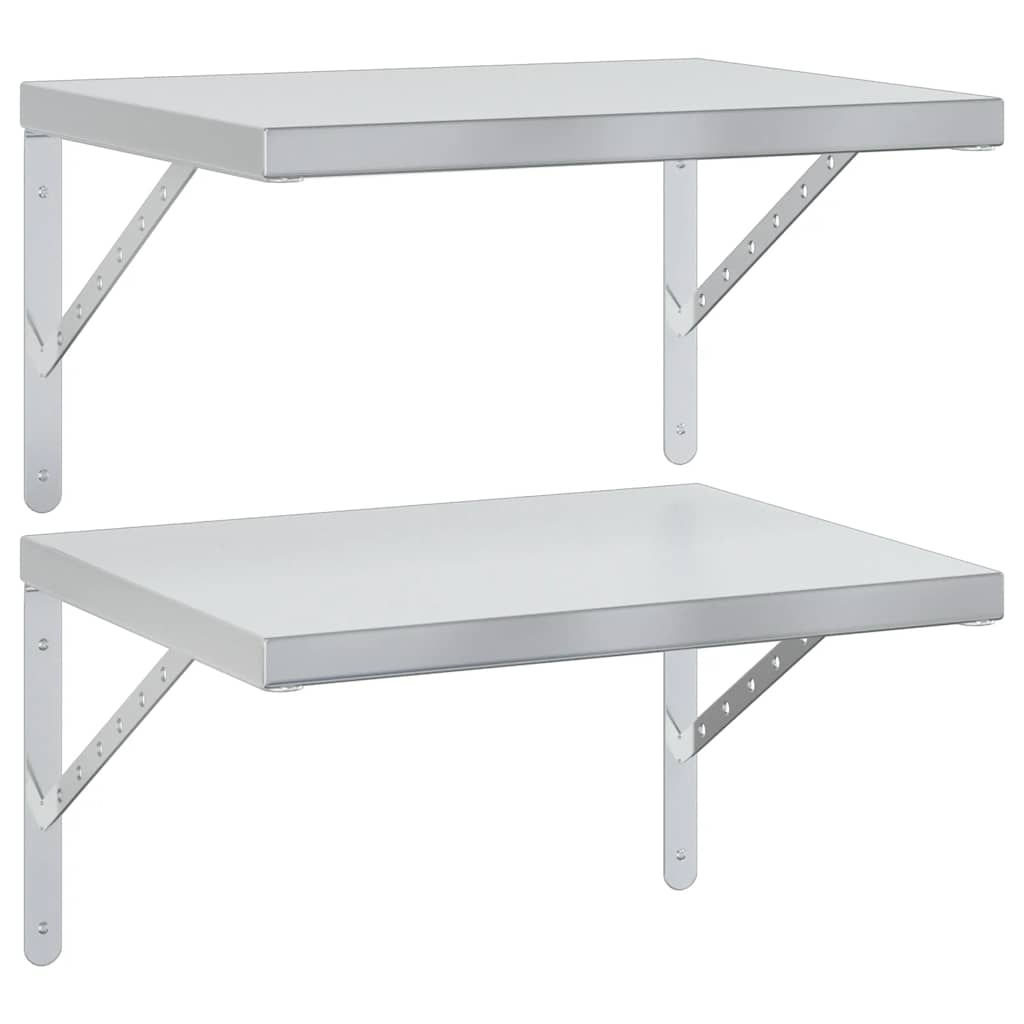Mensole a Muro 2 pz 50x40 cm Argento in Acciaio Inossidabile