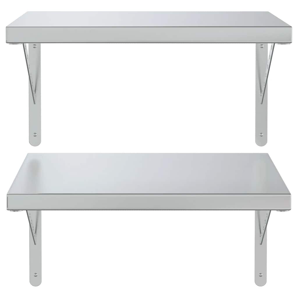 Mensole a Muro 2 pz 50x40 cm Argento in Acciaio Inossidabile