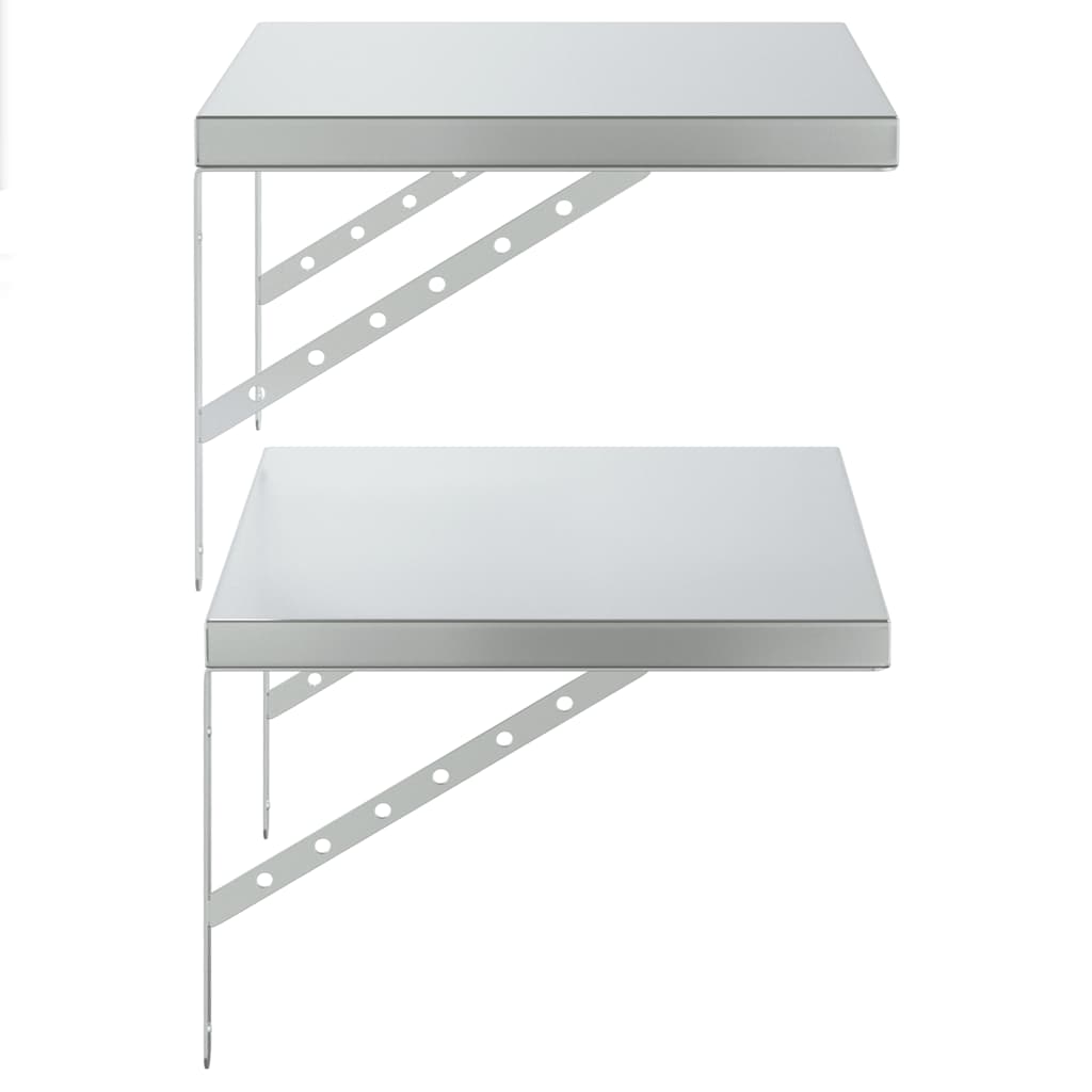 Mensole a Muro 2 pz 50x40 cm Argento in Acciaio Inossidabile