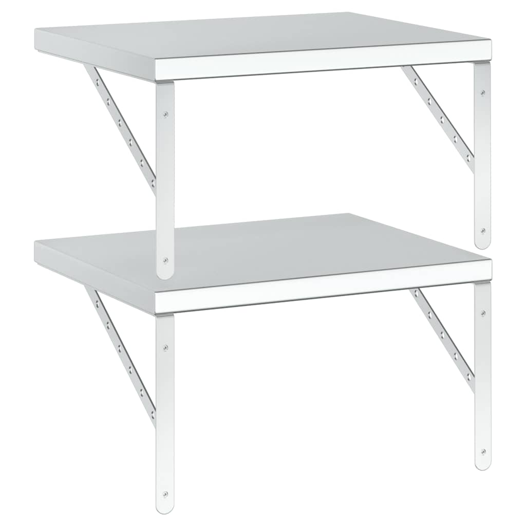 Mensole a Muro 2 pz 50x40 cm Argento in Acciaio Inossidabile