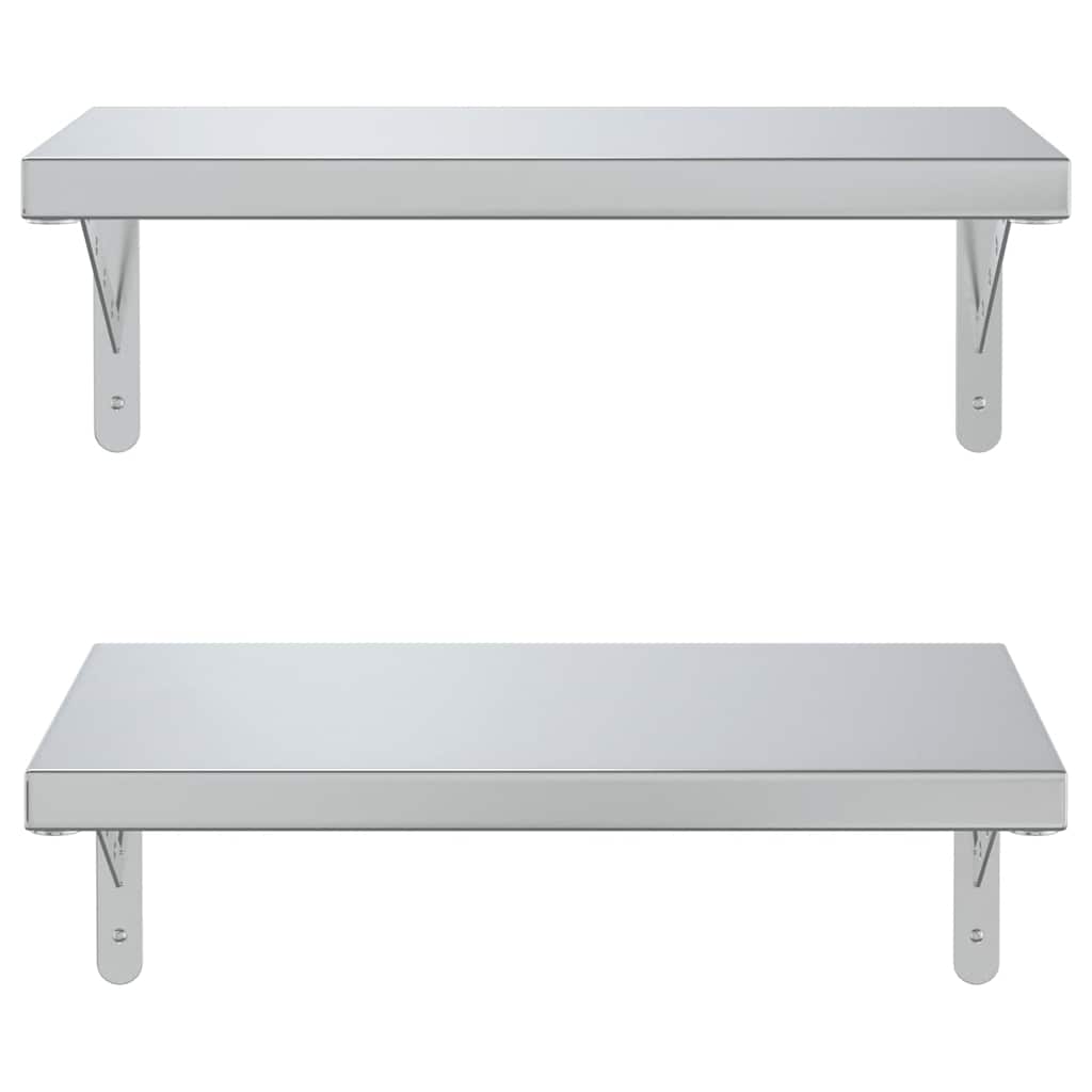Mensole a Muro 2 pz 50x30 cm Argento in Acciaio Inossidabile