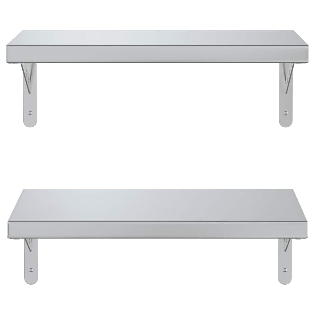 Mensole a Muro 2 pz 50x23,5 cm Argento in Acciaio Inossidabile