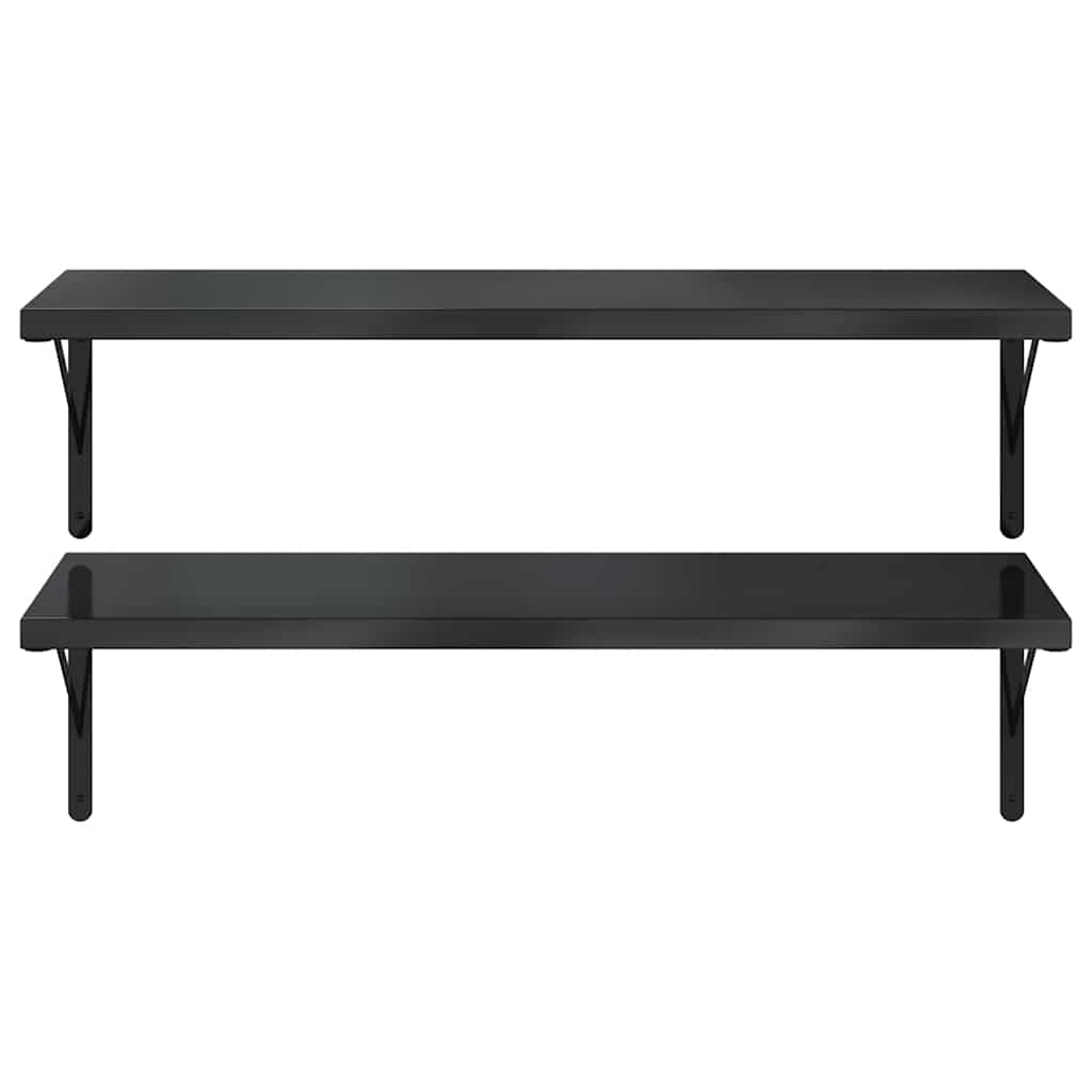 Mensole a Muro 2 pz 100x40 cm Nero in Acciaio Inossidabile