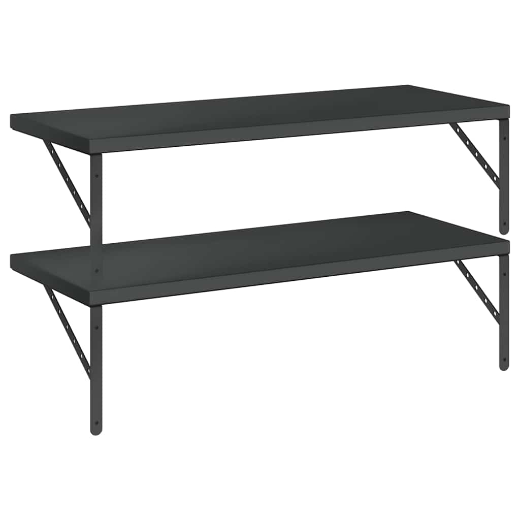 Mensole a Muro 2 pz 100x40 cm Nero in Acciaio Inossidabile