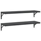 Mensole a Muro 2 pz 100x30 cm Nero in Acciaio Inossidabile