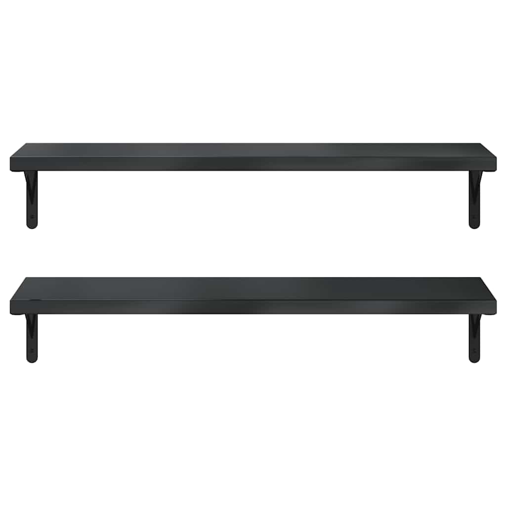 Mensole a Muro 2 pz 100x30 cm Nero in Acciaio Inossidabile