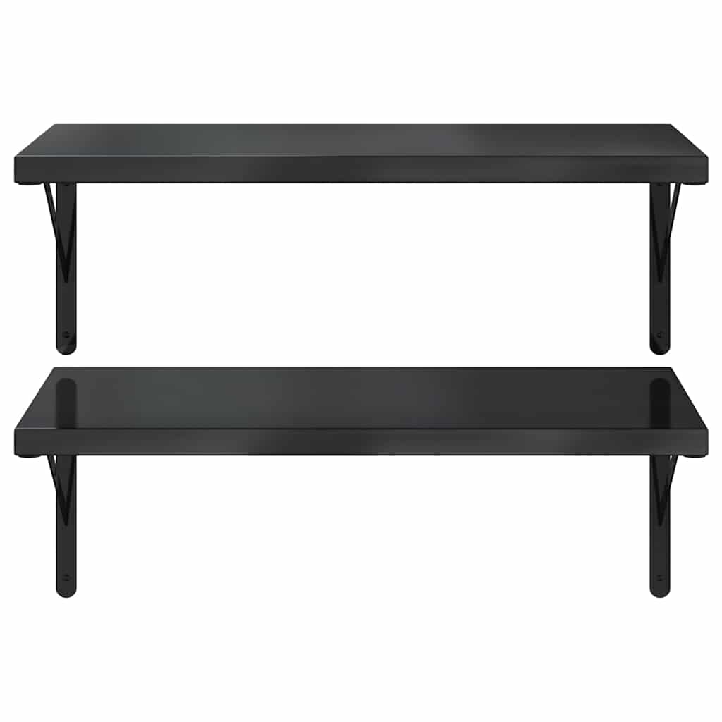 Mensole a Muro 2 pz 75x40 cm Nero in Acciaio Inossidabile