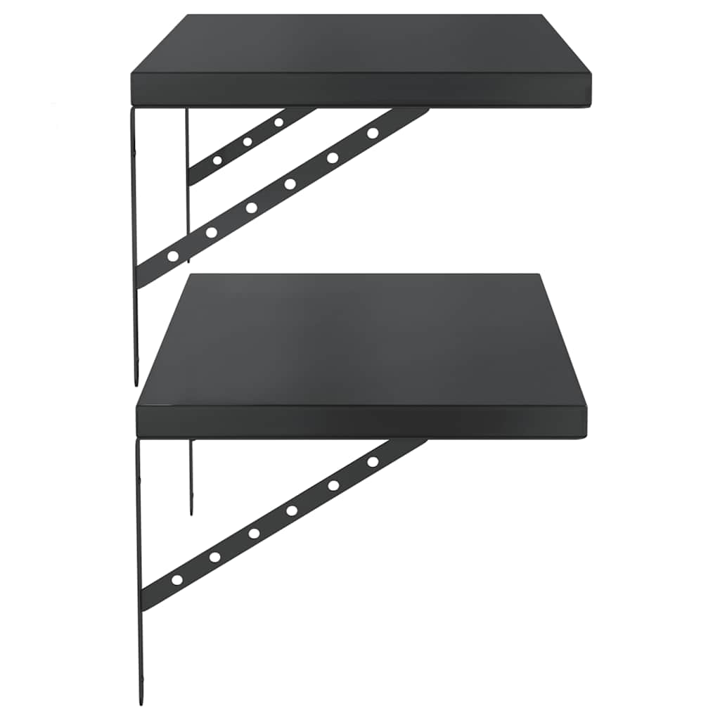 Mensole a Muro 2 pz 75x40 cm Nero in Acciaio Inossidabile