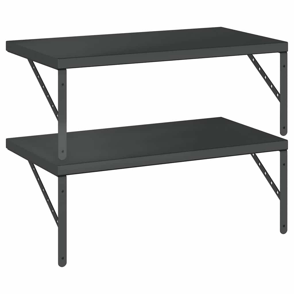 Mensole a Muro 2 pz 75x40 cm Nero in Acciaio Inossidabile