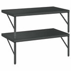 Mensole a Muro 2 pz 75x40 cm Nero in Acciaio Inossidabile