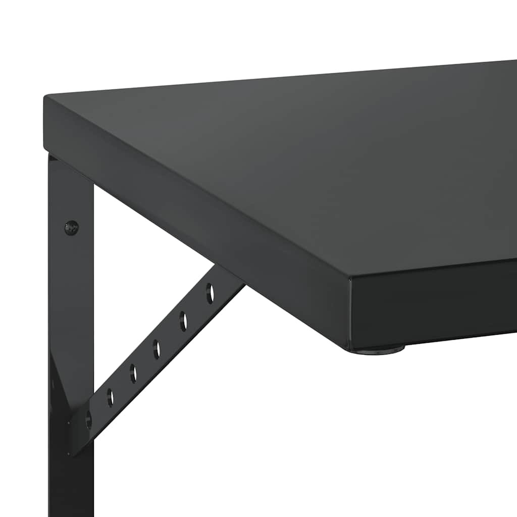 Mensole a Muro 2 pz 75x40 cm Nero in Acciaio Inossidabile