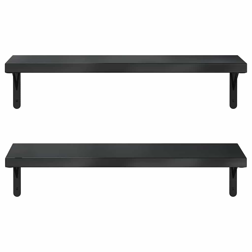 Mensole a Muro 2 pz 75x23,5 cm Nero in Acciaio Inossidabile
