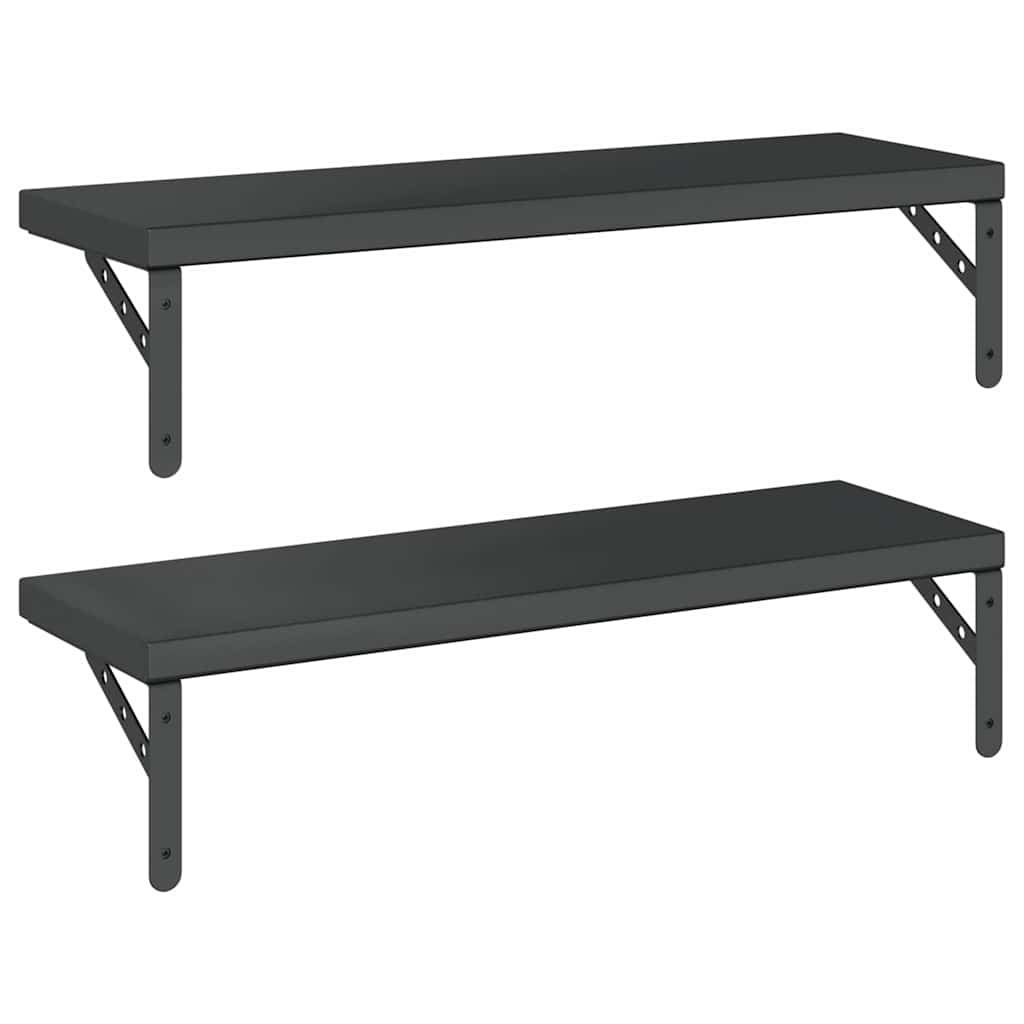 Mensole a Muro 2 pz 75x23,5 cm Nero in Acciaio Inossidabile