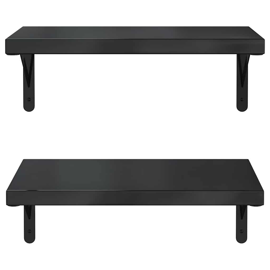 Mensole a Muro 2 pz 50x30 cm Nero in Acciaio Inossidabile