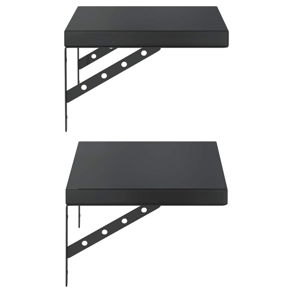 Mensole a Muro 2 pz 50x30 cm Nero in Acciaio Inossidabile