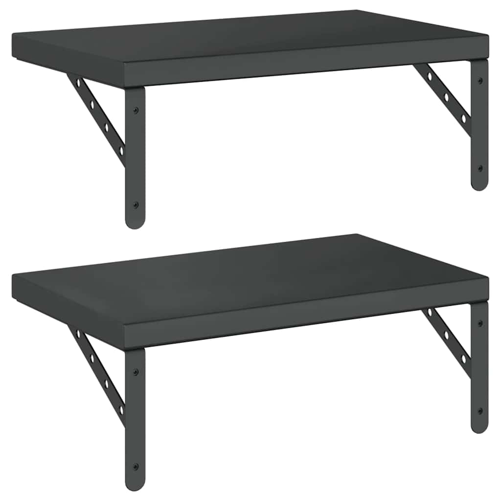 Mensole a Muro 2 pz 50x30 cm Nero in Acciaio Inossidabile