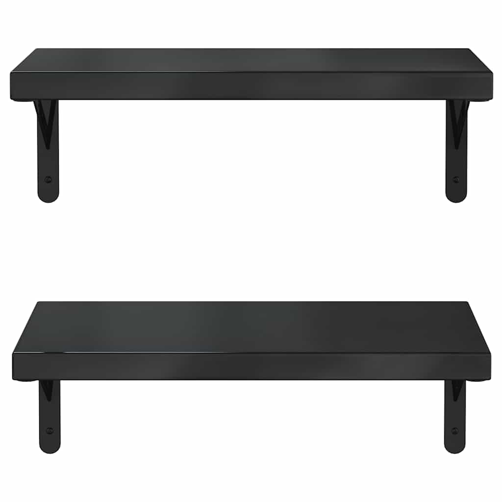 Mensole a Muro 2 pz 50x23,5 cm Nero in Acciaio Inossidabile