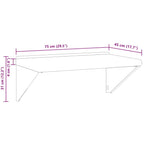 Mensola a Muro 75x45x31 cm Argento in Acciaio Inossidabile
