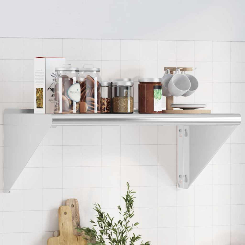 Mensola a Muro 75x45x31 cm Argento in Acciaio Inossidabile