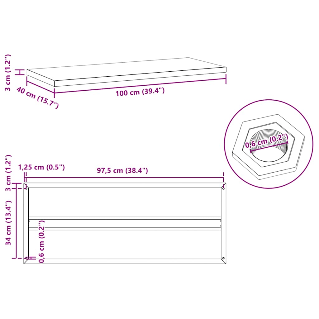 Mensole a Muro 2 pz 100x40 cm Argento in Acciaio Inossidabile