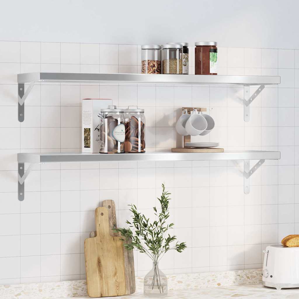Mensole a Muro 2pz 100x23,5cm Argento in Acciaio Inossidabile