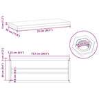 Mensole a Muro 2 pz 75x30 cm Argento in Acciaio Inossidabile