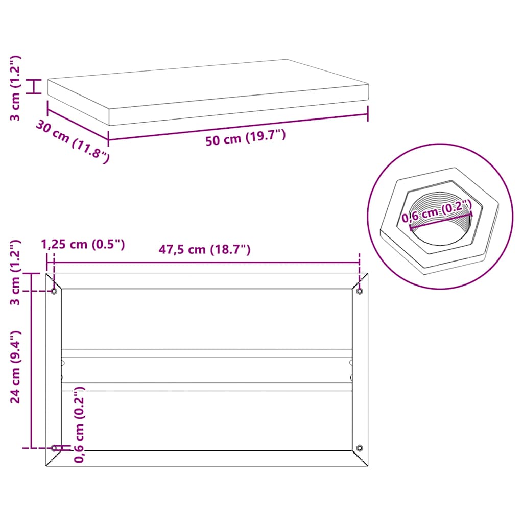 Mensole a Muro 2 pz 50x30 cm Argento in Acciaio Inossidabile