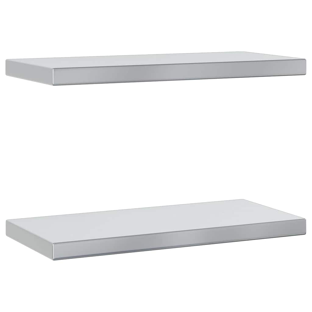 Mensole a Muro 2 pz 50x23,5cm Argento in Acciaio Inossidabile