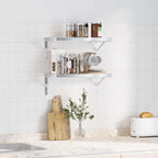 Mensole a Muro 2 pz 50x23,5cm Argento in Acciaio Inossidabile
